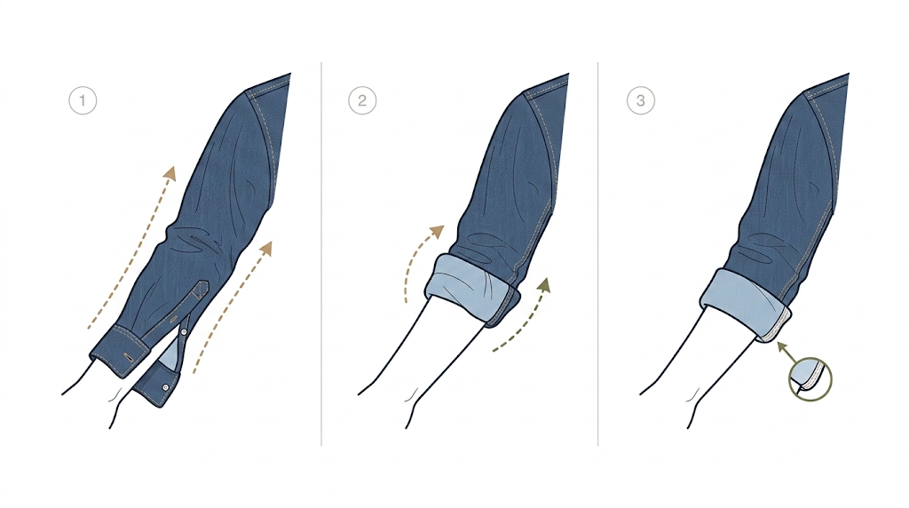 Roll tutorial: J.Crew master sleeve roll in three steps